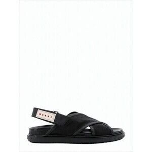 Marni Open-Toe Black Mesh Sandals With Crisscross Straps And Rubber Sole - NWT